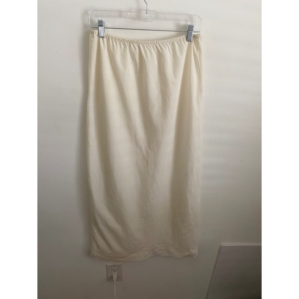 Gilda Vintage Ivory Cream Half Slip‎ Midi Skirt Scalloped Hem Lingerie Large